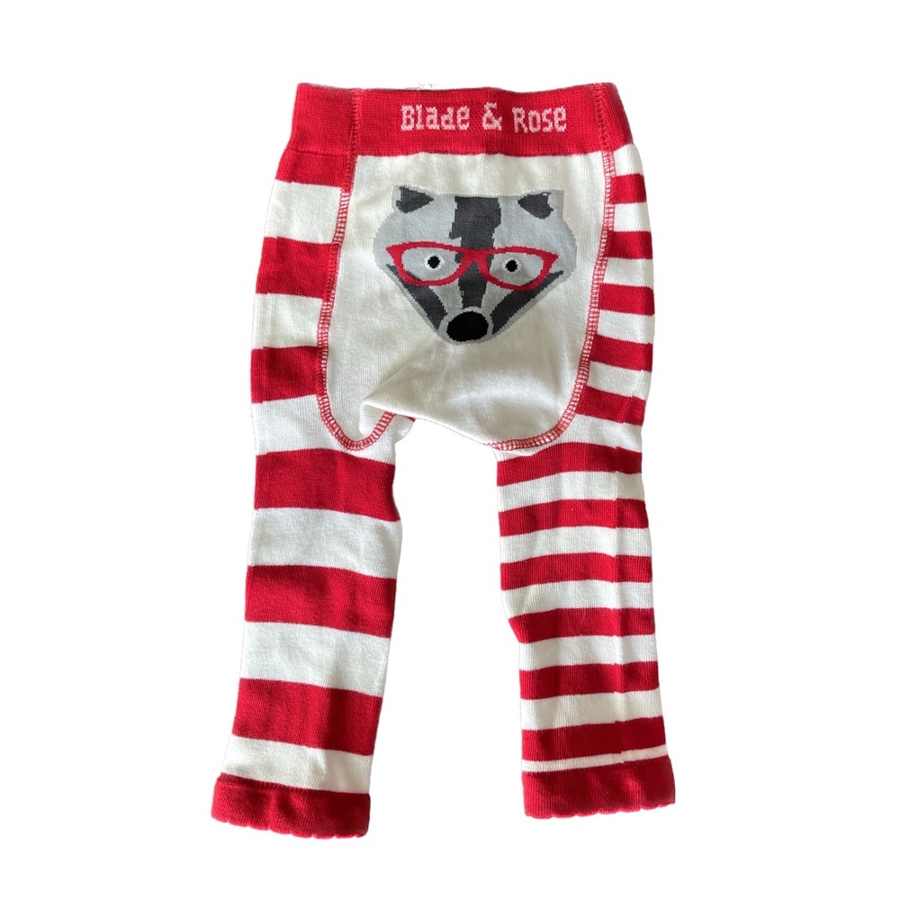 Blade & Rose Pip the Badger Baby Red Stripes Leggings size 6-12 months